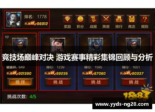 竞技场巅峰对决 游戏赛事精彩集锦回顾与分析