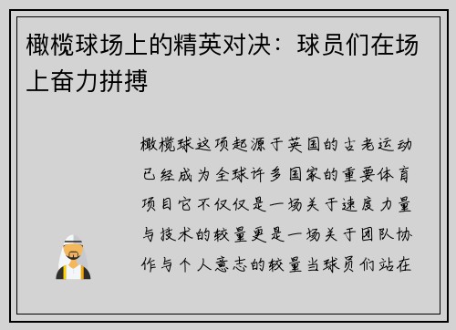 橄榄球场上的精英对决：球员们在场上奋力拼搏